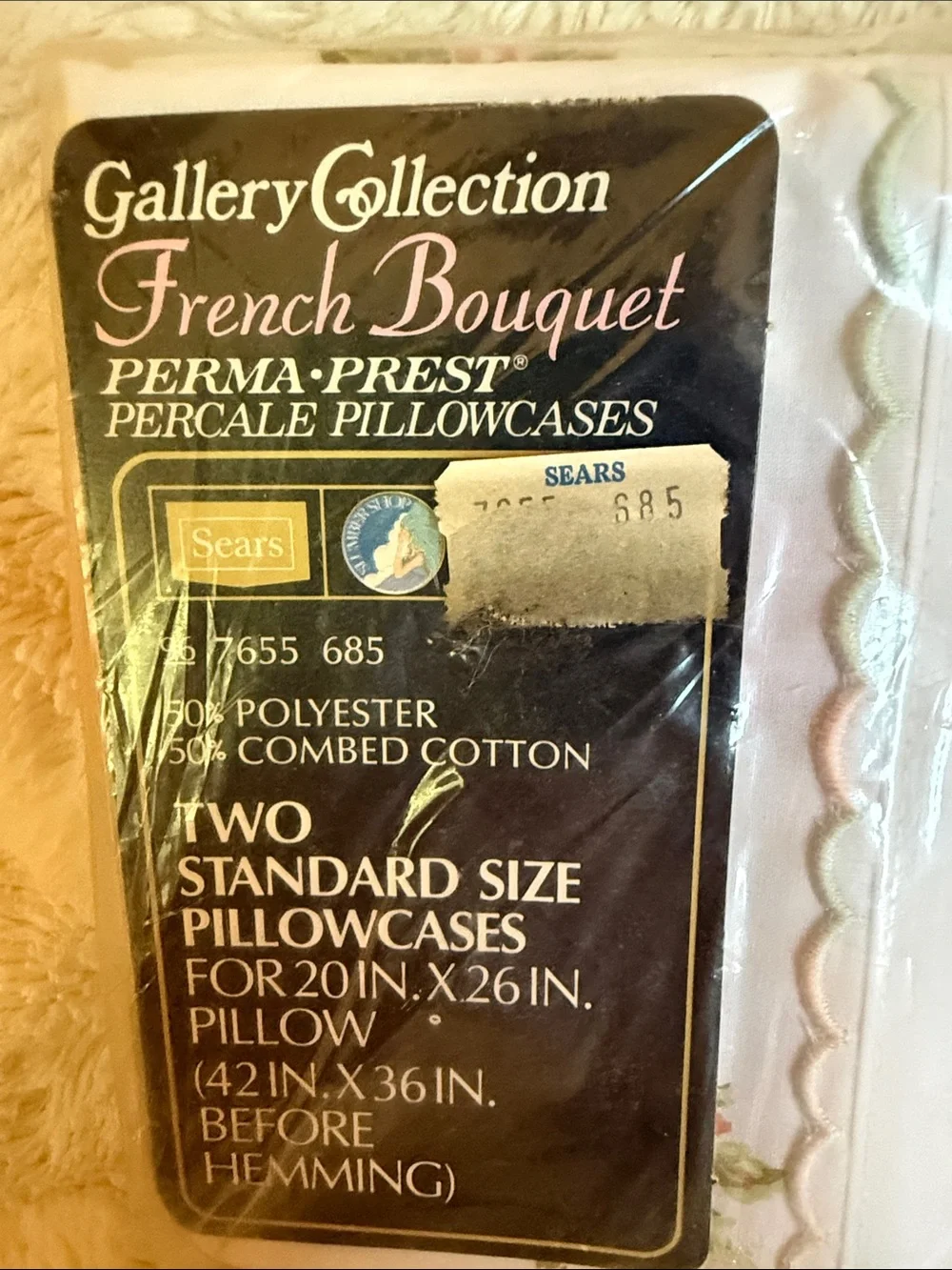 Vintage Sears Best French Bouquet Floral Percale Standard Pillowcases Set of‎ 2